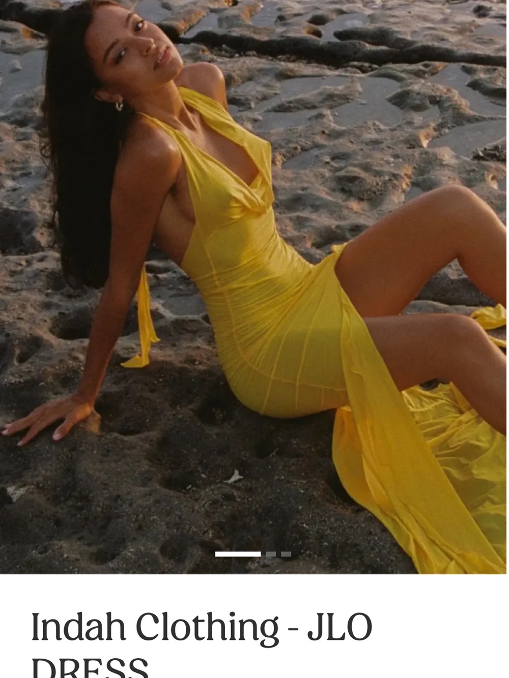Indah Yellow Backless Halter Maxi Dress